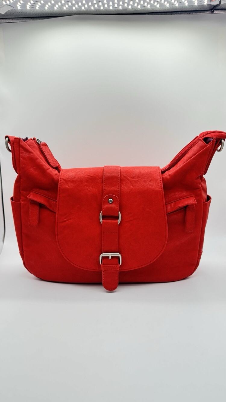 Kelly Moore B-Hobo Camera Bag Shoulder Bag Crossbody Red Orange Leather